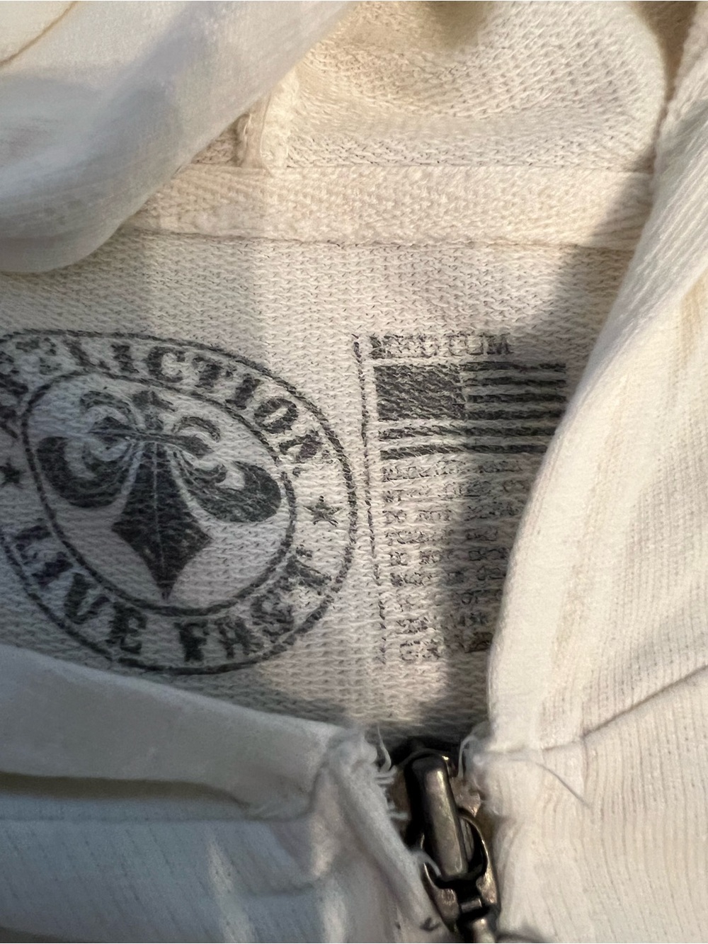 Affliction Cream Lace-Panel Zip Hoodie with Vintage Graphic Y2K - Picture 5 of 7